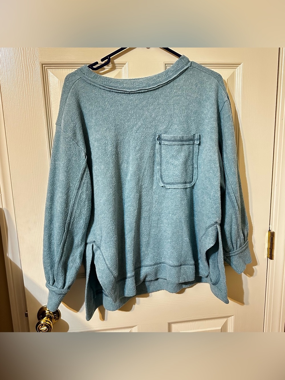 Relaxed Blue Green Pocket Sweater